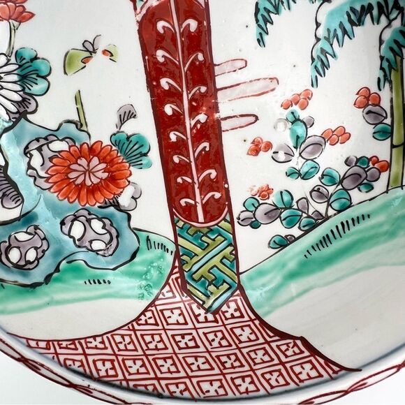 Japanese Imari Polychrome Vintage Meiji Period Flower Landscape Scene Arita Bowl - Picture 7 of 16